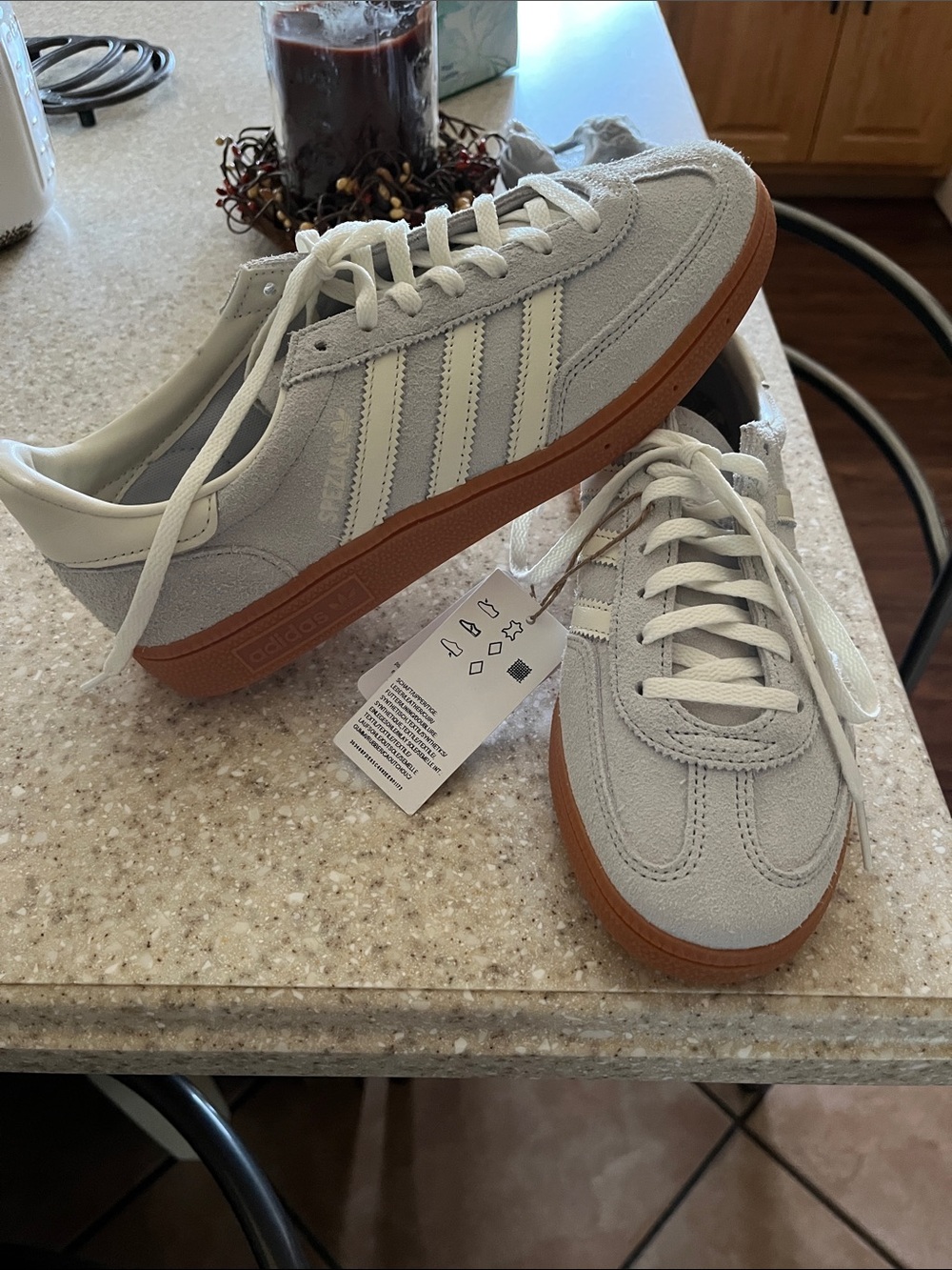 adidas Men’s Light Gray Suede Sneakers with Gum Sole